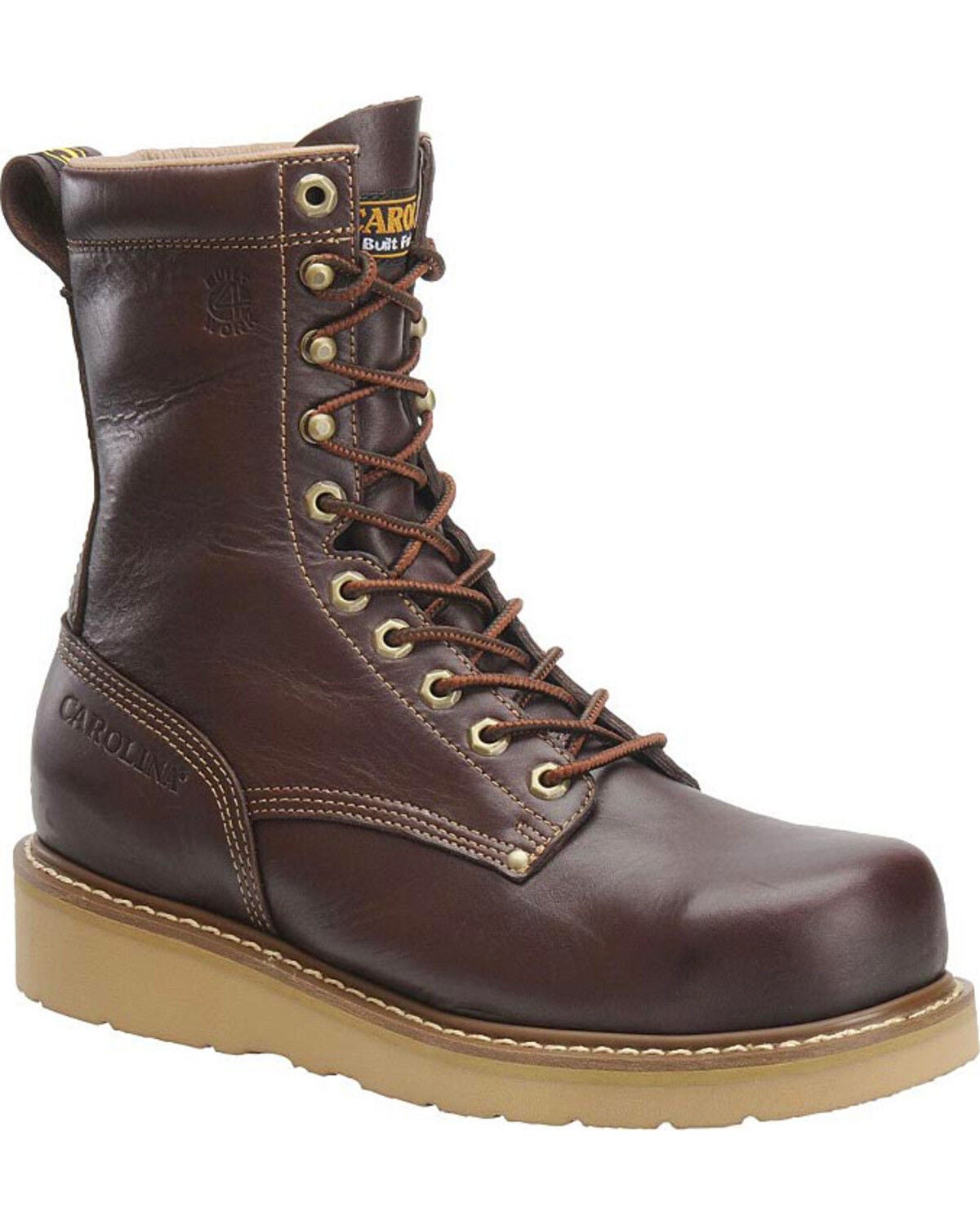 Image #1 - Carolina Men's 8" Amp Hi Wedge Work Boots - Soft Toe, Dark Brown, hi-res