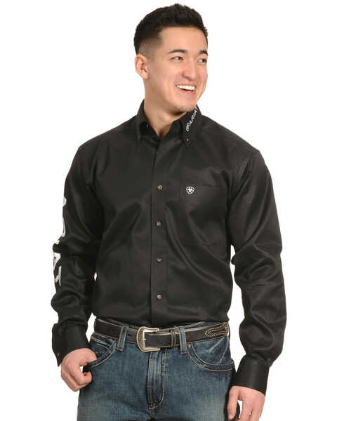 Ariat Men's Long Sleeve Logo Long Sleeve Western Shirt , Black, hi-res