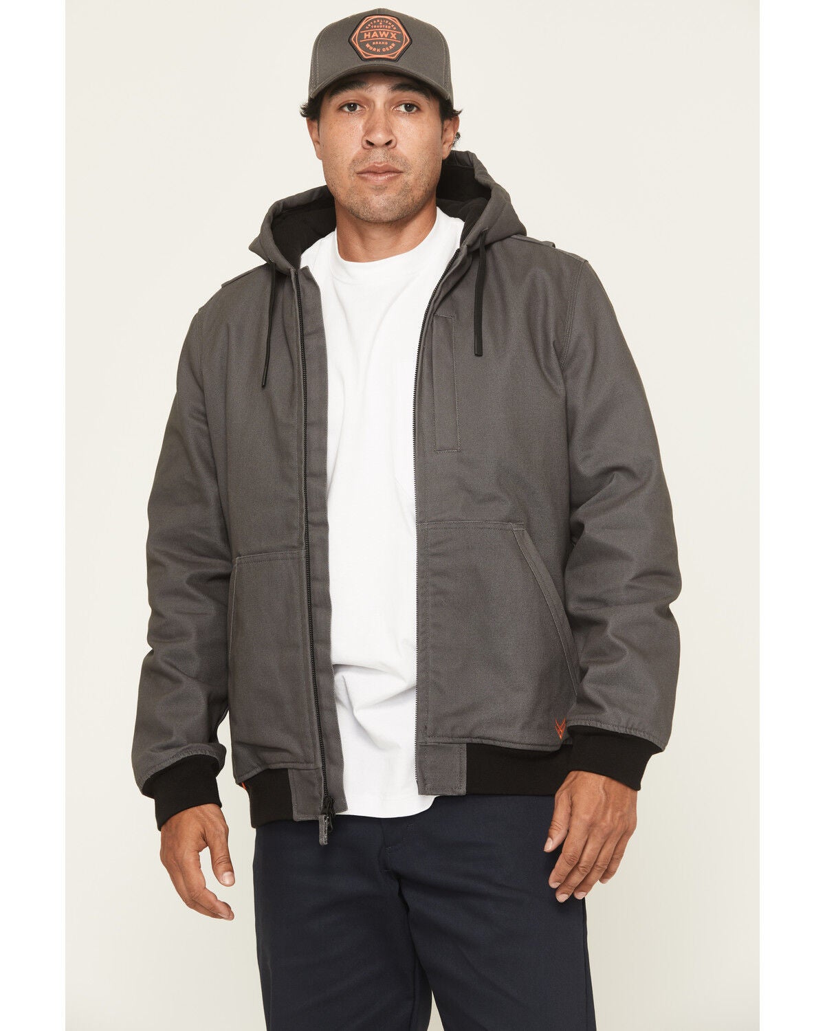 Hawx Men's Basalt Fleece Lined Hooded Duck Canvas Jacket, Charcoal, hi-res