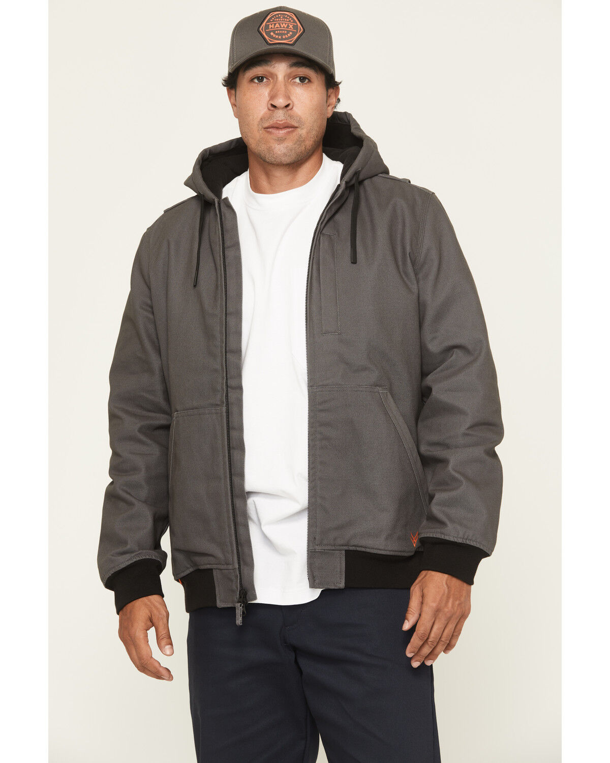 Image #1 - Hawx Men's Basalt Fleece Lined Hooded Duck Canvas Jacket, Charcoal, hi-res