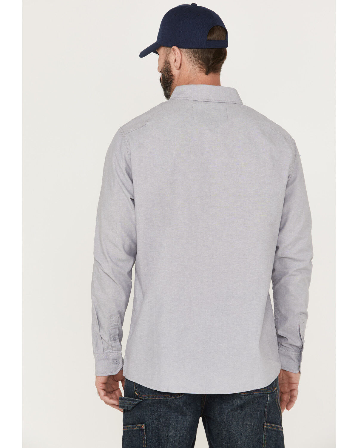 Image #4 - Hawx Men's Chambray Sun Protection Solid Long Sleeve Button-Down Western Shirt - Tall, Grey, hi-res