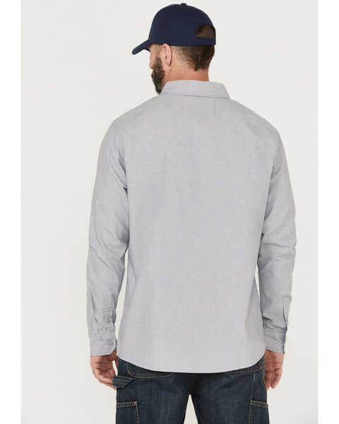 Image #4 - Hawx Men's Chambray Sun Protection Solid Long Sleeve Button-Down Western Shirt - Tall , Grey, hi-res