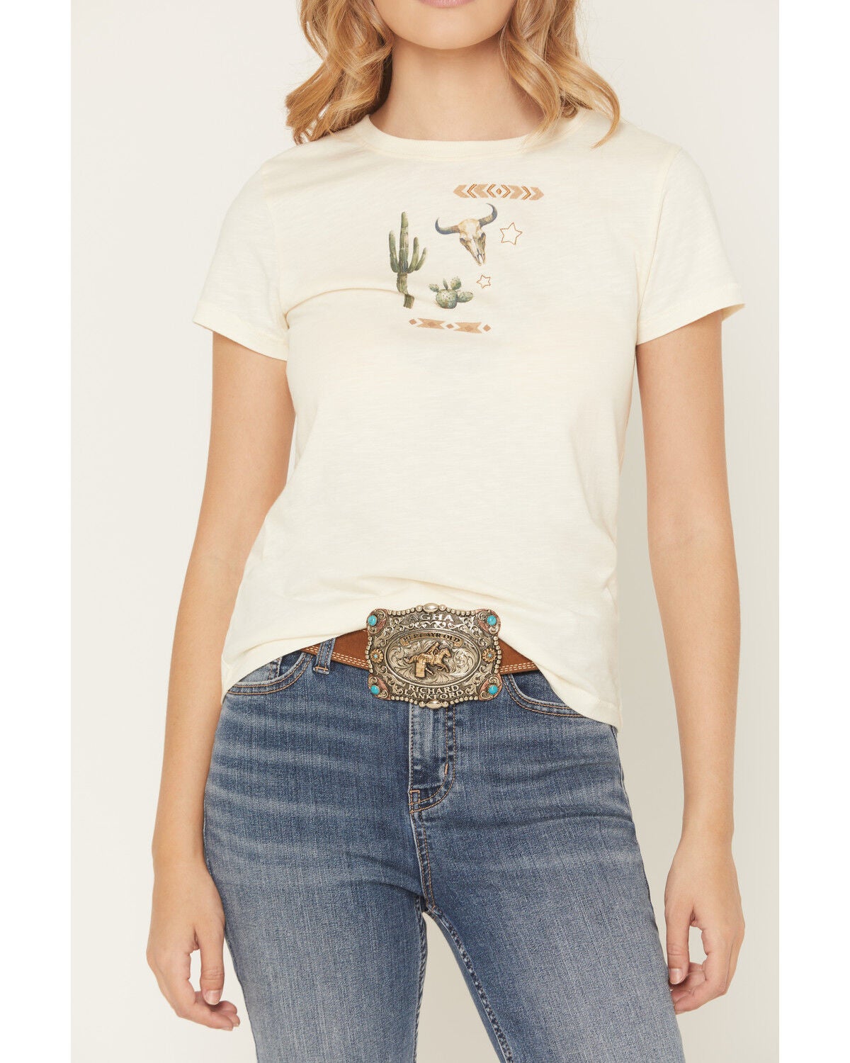 Image #3 - Shyanne Women's Icon Embroidered Short Sleeve Graphic Tee, Cream, hi-res