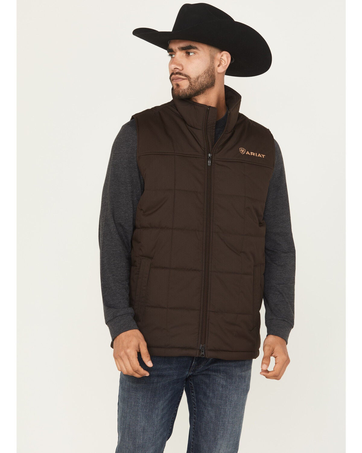 Ariat Men's Crius Concealed Carry Insulated Vest, Brown, hi-res