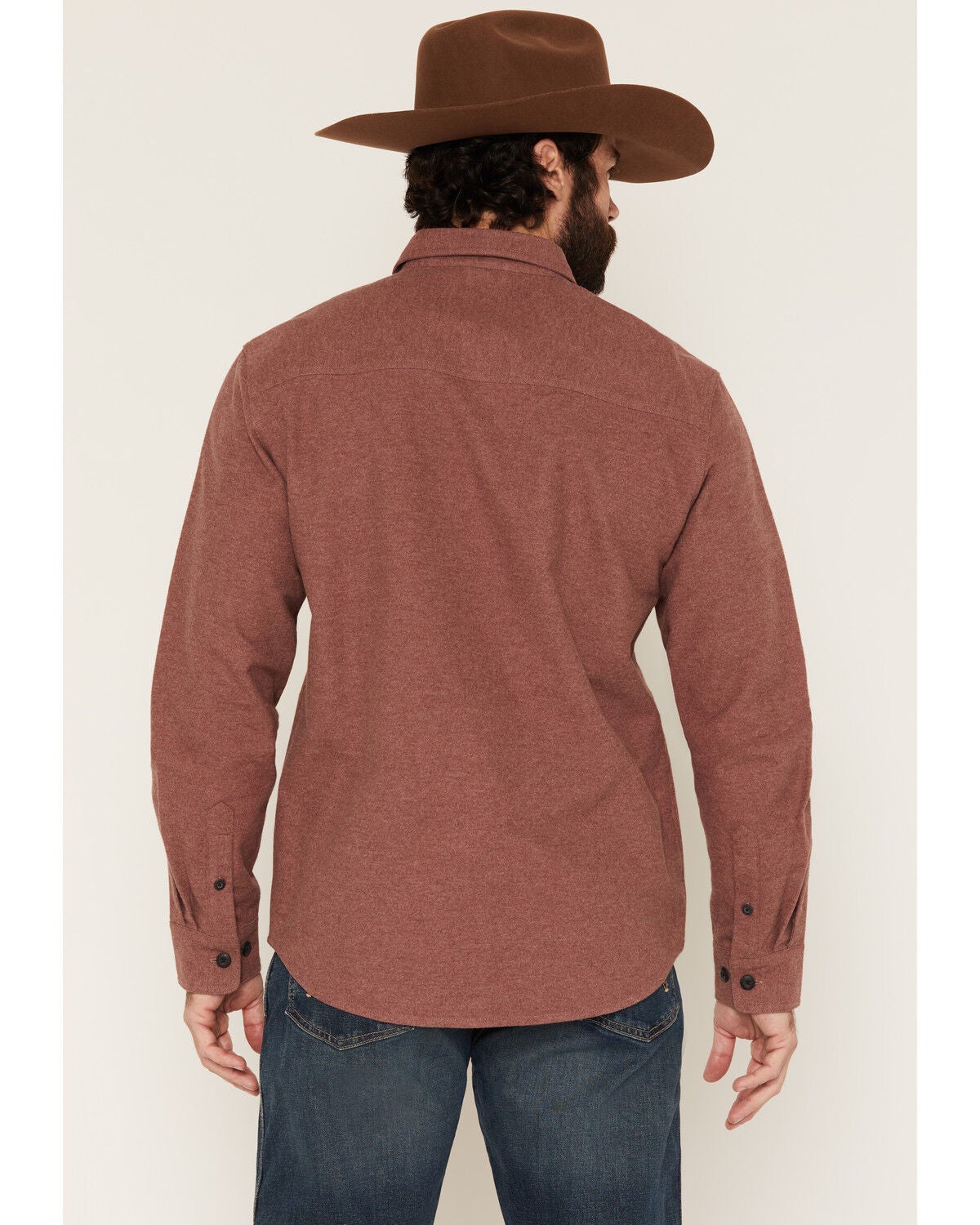 Image #4 - Dakota Grizzly Men's Major Solid Long Sleeve Button-Down Flannel Shirt, Rust Copper, hi-res
