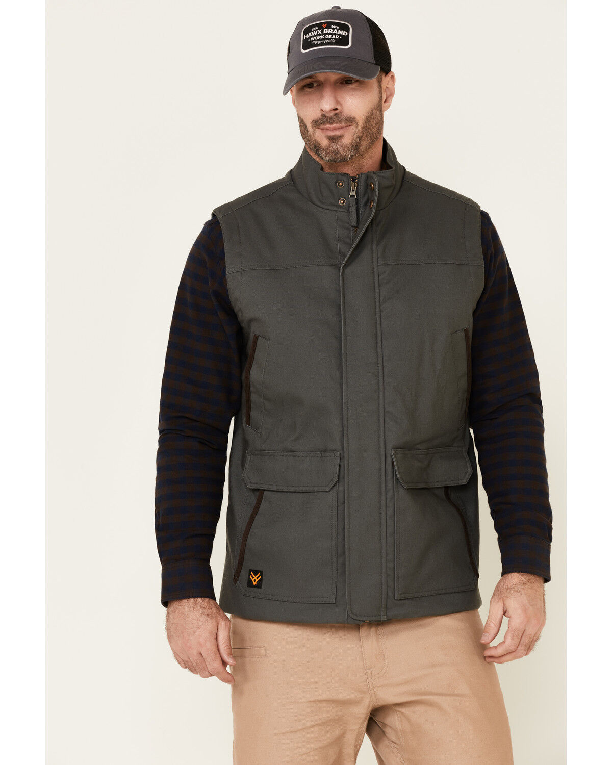 Image #1 - Hawx Men's Dark Gray Tejon Insulated Stretch Zip-Front Work Vest, Dark Grey, hi-res