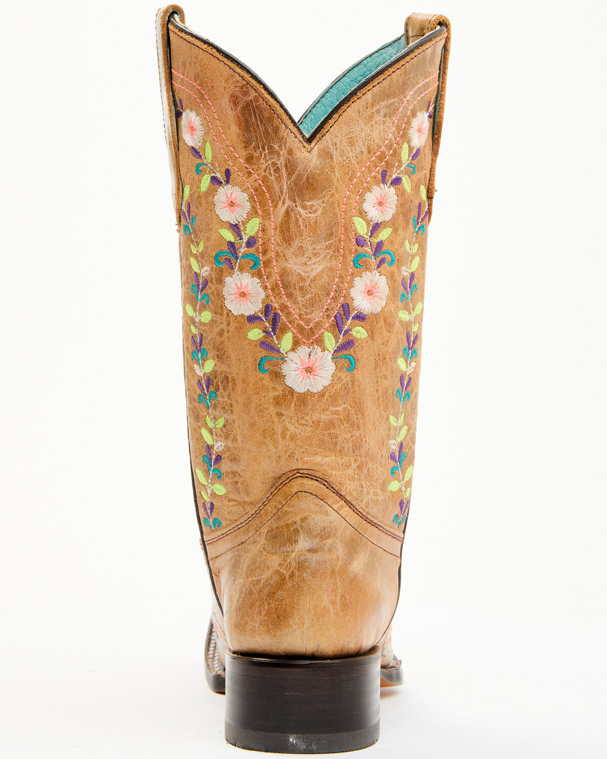 Image #6 - Corral Girls' Floral Embroidered Blacklight Western Boots - Square Toe, Honey, hi-res