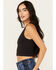 Image #2 - By Together Women's Seamless V Neck Tank Top, Black, hi-res