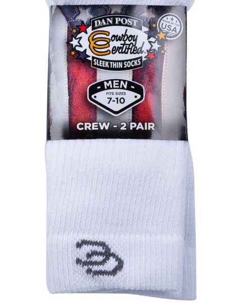 Dan Post Men's Lites Crew White Socks - Size 7 to 10, White, hi-res