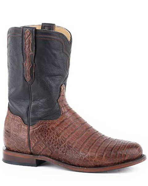 Stetson Men's Puncher Exotic Caiman Western Boots - Round Toe , Brown, hi-res