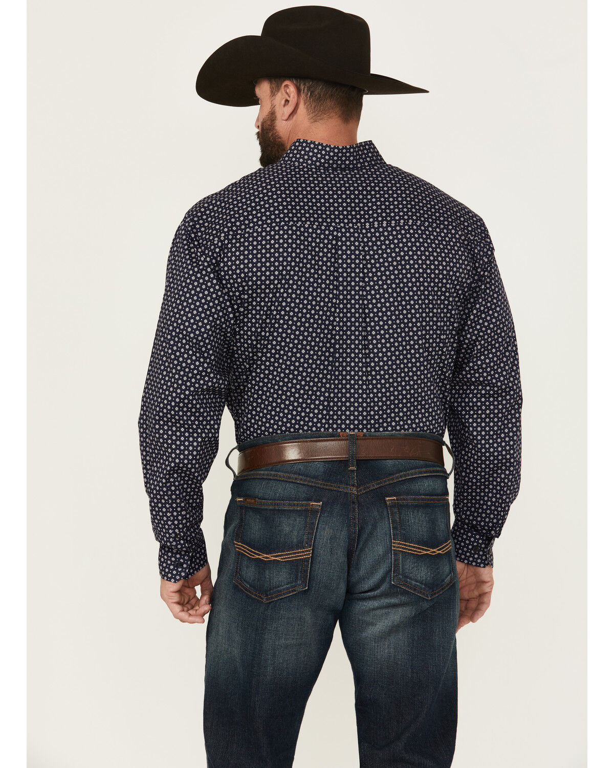 Image #4 - Cinch Men's Geo Print Long Sleeve Button-Down Western Shirt, Navy, hi-res