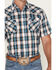 Image #3 - Ely Walker Men's Plaid Print Short Sleeve Snap Stretch Western Shirt - Tall, Teal, hi-res