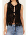 Image #3 - By Together Women's Crochet Tie Front Vest, Black, hi-res