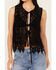 Image #3 - By Together Women's Crochet Tie Front Vest , Black, hi-res