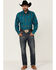 Roper Men's Teal Vintage Southwestern Stripe Long Sleeve Snap Western Shirt , Green, hi-res