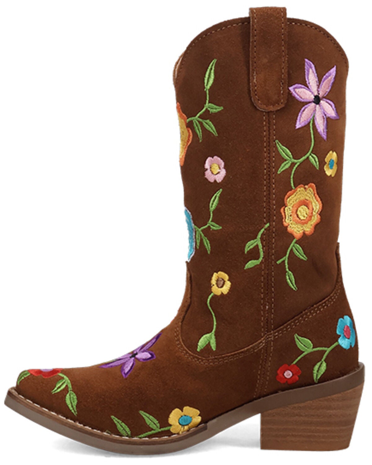 Image #3 - Dingo Girls' Flower Power Western Boots - Snip Toe, Brown, hi-res