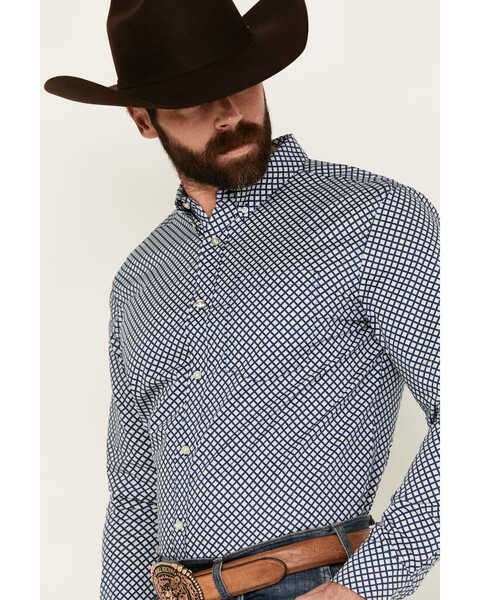 Image #2 - Cody James Men's Diamond Geo Print Long Sleeve Button-Down Stretch Western Shirt , Navy, hi-res