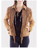 Image #1 - Scully Women's Fringe and Scroll Work Leather Jacket, Tan, hi-res