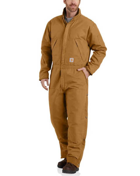 Image #1 - Carhartt Men's Brown Washed Duck Insulated Coveralls , Brown, hi-res
