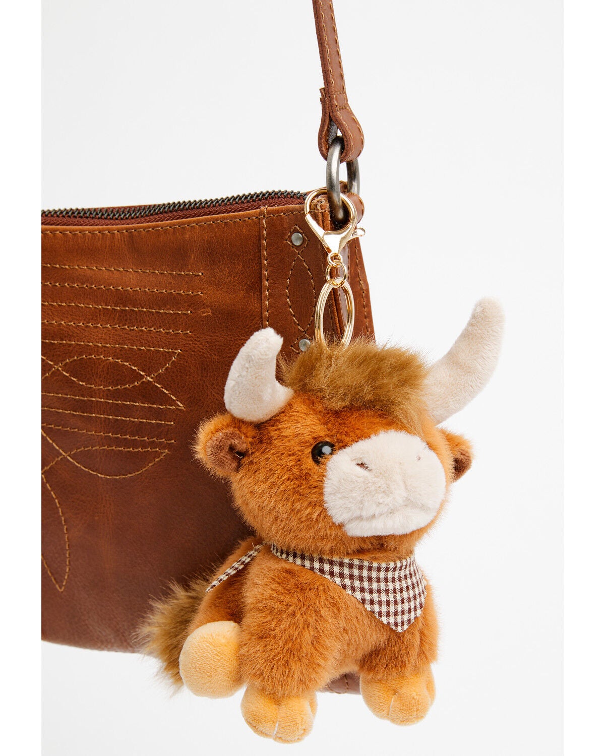 Image #1 - Shyanne Highland Cow Bag Charm, Brown, hi-res
