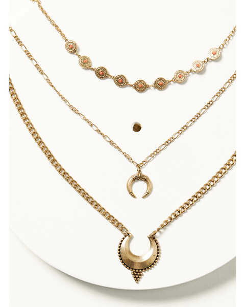 Shyanne Women's Golden Hour Three-Strand Crescent Necklace, Gold, hi-res