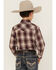 Image #4 - Ely Walker Boys' Plaid Print Long Sleeve Pearl Snap Western Shirt, Burgundy, hi-res