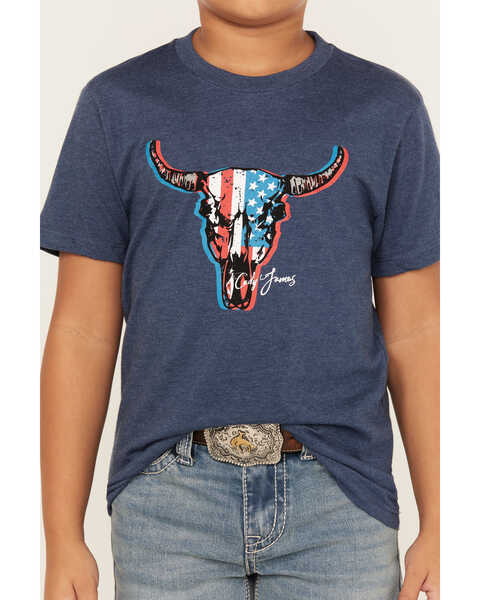 Image #3 - Cody James Boys' Steer Head Short Sleeve Graphic T-Shirt, Navy, hi-res