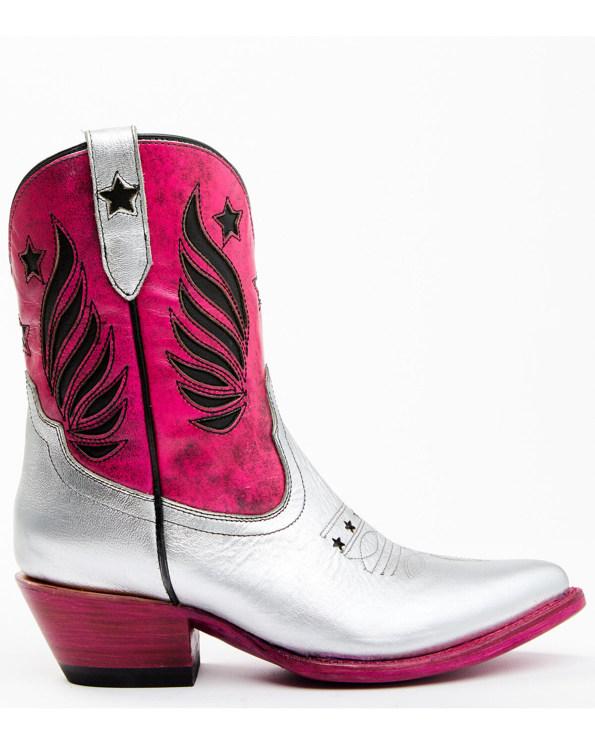 Image #2 - Idyllwind Women's Metallic Star Inlay Roadie Western Booties - Round Toe, Pink, hi-res
