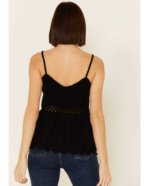 Image #4 - Very J Women's Crochet Embroidered Cami Tank Top , Black, hi-res