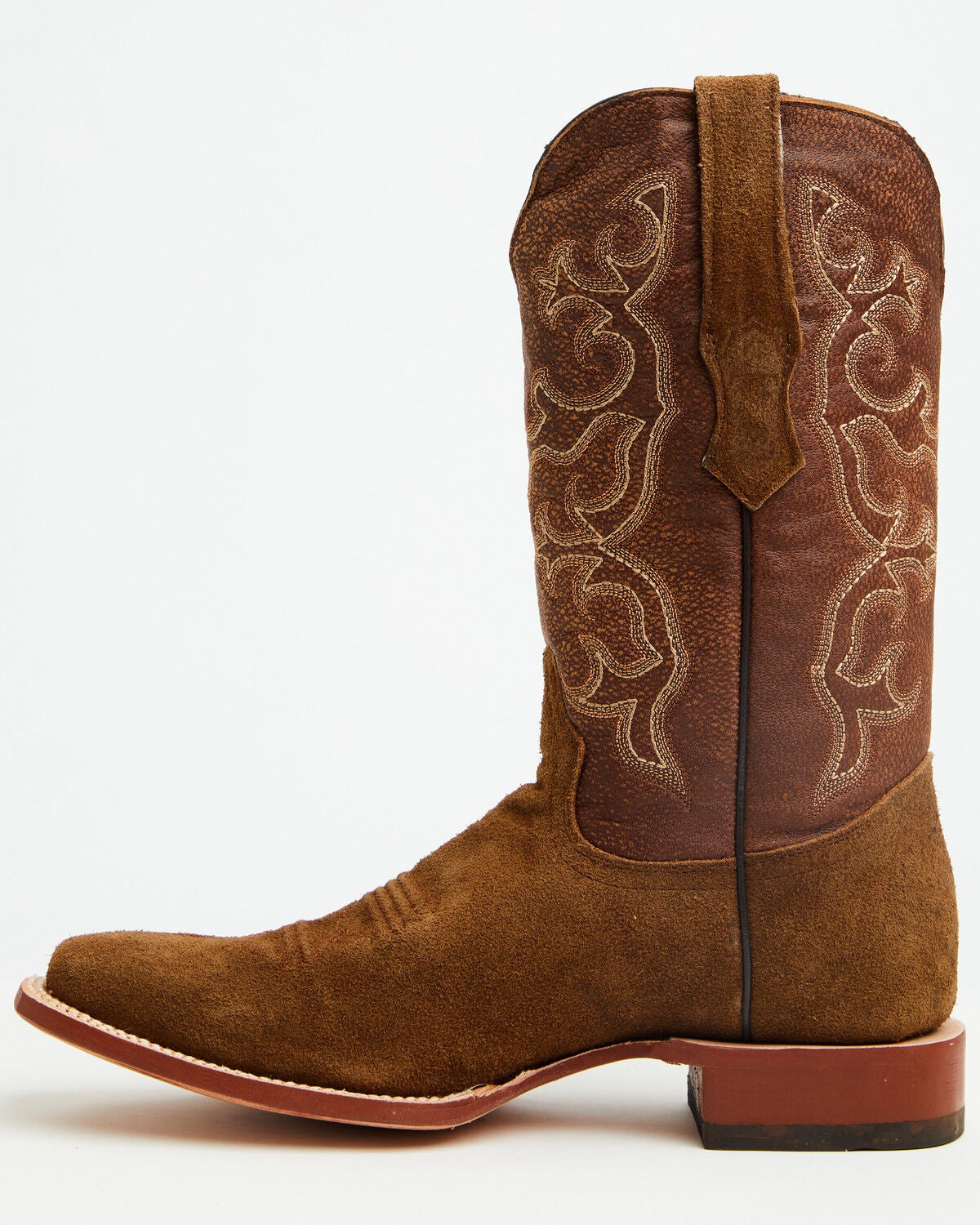 Image #3 - Tanner Mark Men's Ruff Out Suede Western Boots - Broad Square Toe, Brown, hi-res