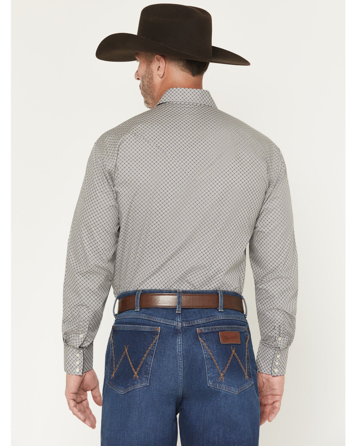 Image #4 - Stetson Men's Geo Print Long Sleeve Pearl Snap Western Shirt, Grey, hi-res