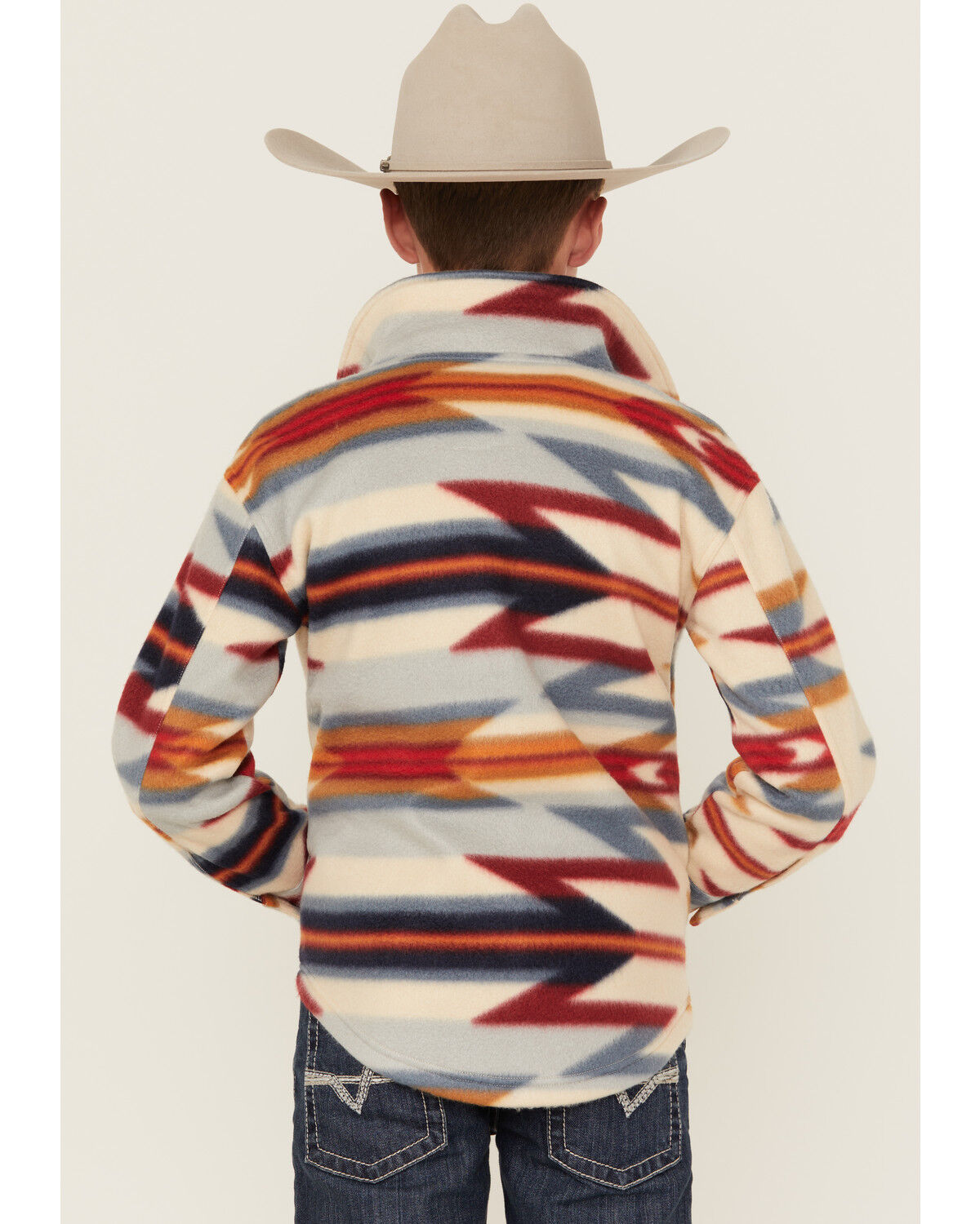 Image #4 - Fornia Boys' Southwestern Print Snap Shacket, Red, hi-res