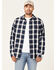 Image #1 - Brothers and Sons Men's Large Plaid Print Long Sleeve Button Down Western Shirt, Navy, hi-res