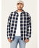 Image #1 - Brothers and Sons Men's Large Plaid Print Long Sleeve Button Down Western Shirt , Navy, hi-res