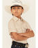 Image #2 - Ely Walker Boys' Paisley Print Short Sleeve Pearl Snap Western Shirt, Khaki, hi-res