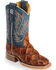 Image #1 - Horse Power Boys' Seas the Day Fish Print Boots - Square Toe, Cognac, hi-res