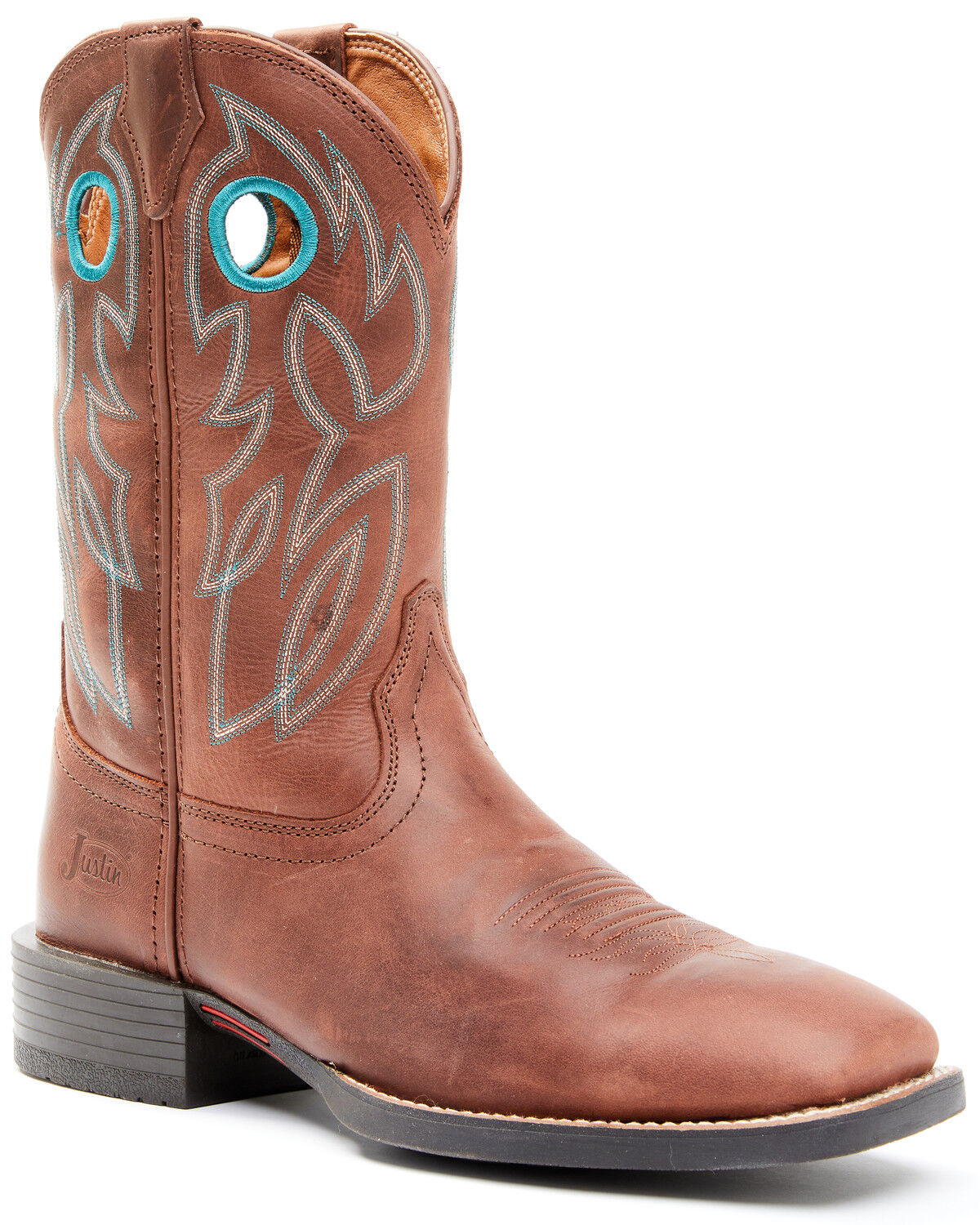 Image #1 - Justin Men's Brandy Bowline Cowhide Leather Western Boot - Broad Square Toe, Brown, hi-res