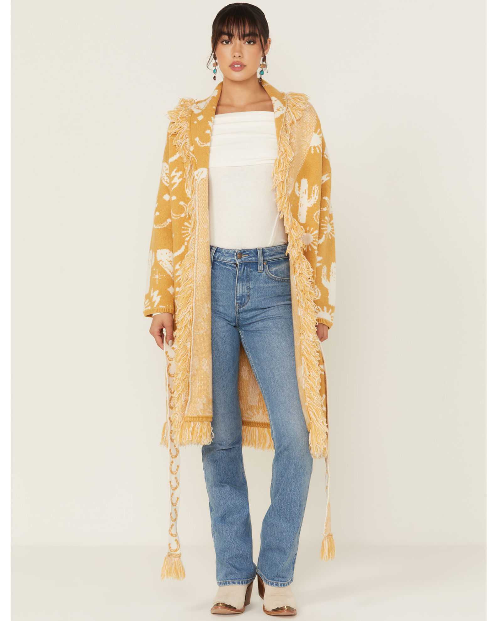 Mustard longline cardigan shop