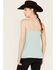 Image #4 - Rock & Roll Denim Women's Mesh Accent Satin Tank, Aqua, hi-res