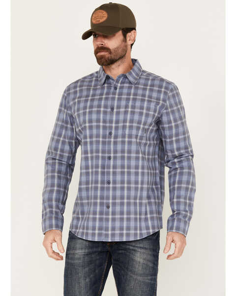Brothers & Sons Men's Atascosa Plaid Print Long Sleeve Button-Down Shirt, Light Blue, hi-res