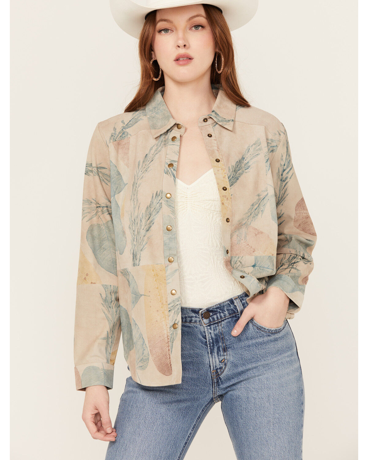 Image #2 - Cleo + Wolf Women's Aron Long Sleeve Printed Shirt, Oatmeal, hi-res