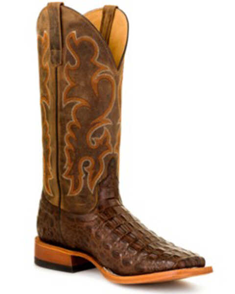 Image #1 - Horse Power Boys' Anderson Crocodile Print Western Boots - Square Toe, Chocolate, hi-res