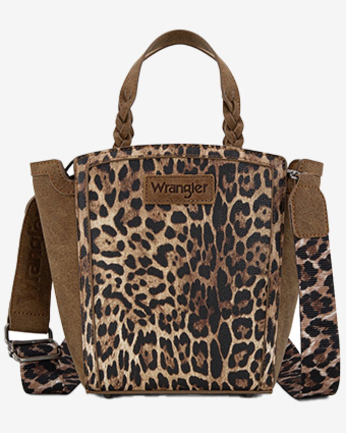 Image #1 - Wrangler Women's Leopard Print Crossbody Tote, Brown, hi-res