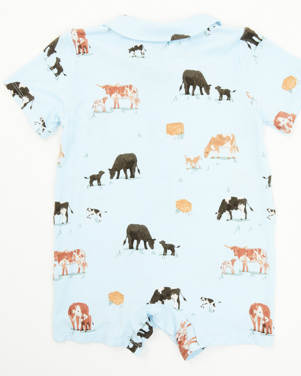 Image #3 - Angel Dear Infant Boys' Cow Families Short Sleeve Onesie, Blue, hi-res