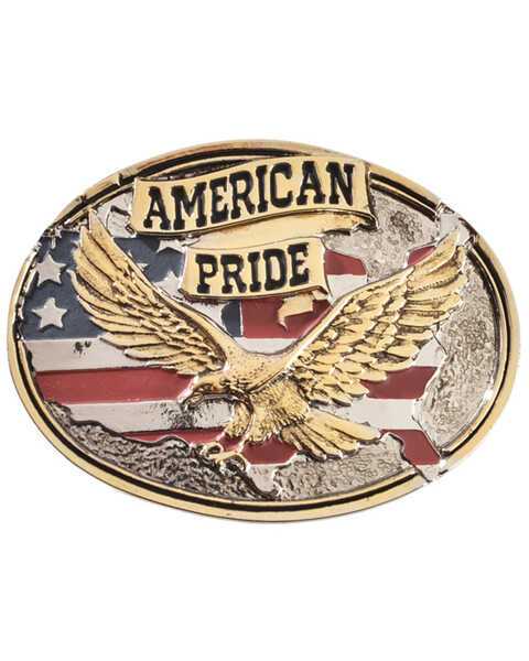 Image #1 - Montana Silversmiths Men's American Pride Belt Buckle, Silver, hi-res