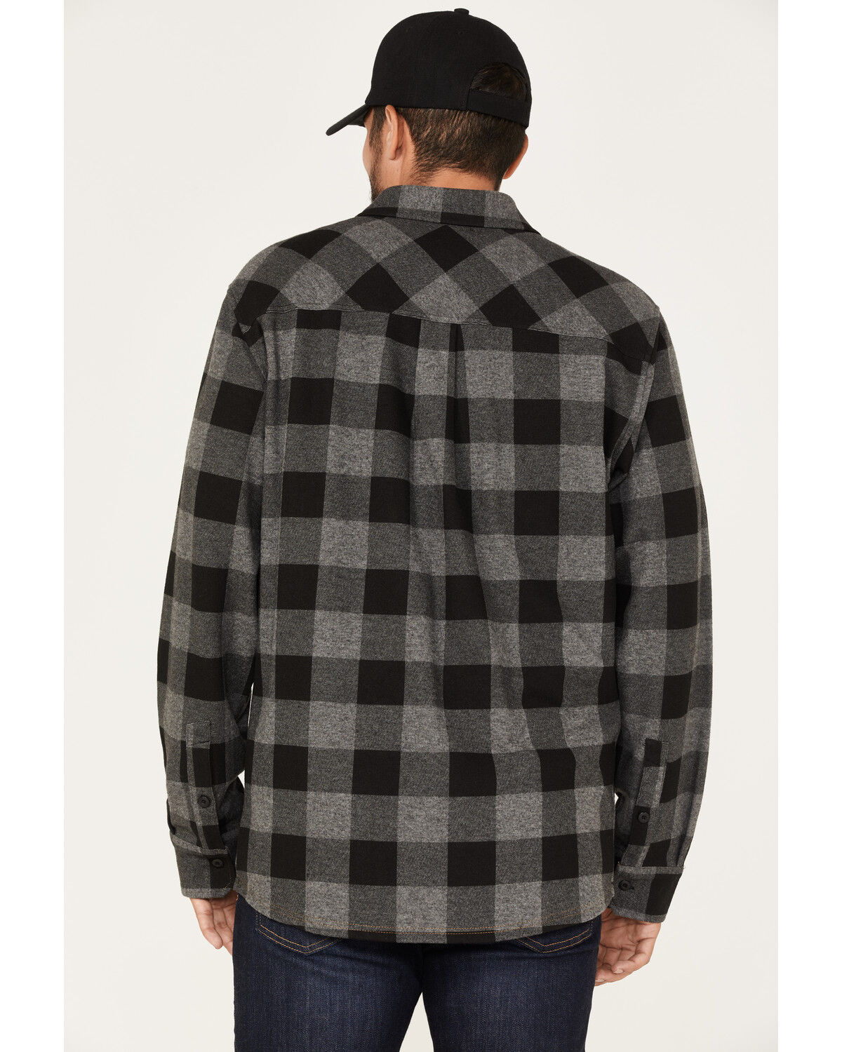 Image #4 - Brothers and Sons Men's Large Jacquard Plaid Print Button Down Western Shirt, Charcoal, hi-res