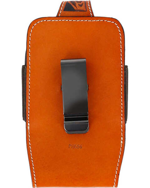 Image #3 - M & F Western Men's Embossed Leather Cell Phone Holder Clip-On Case, Natural, hi-res