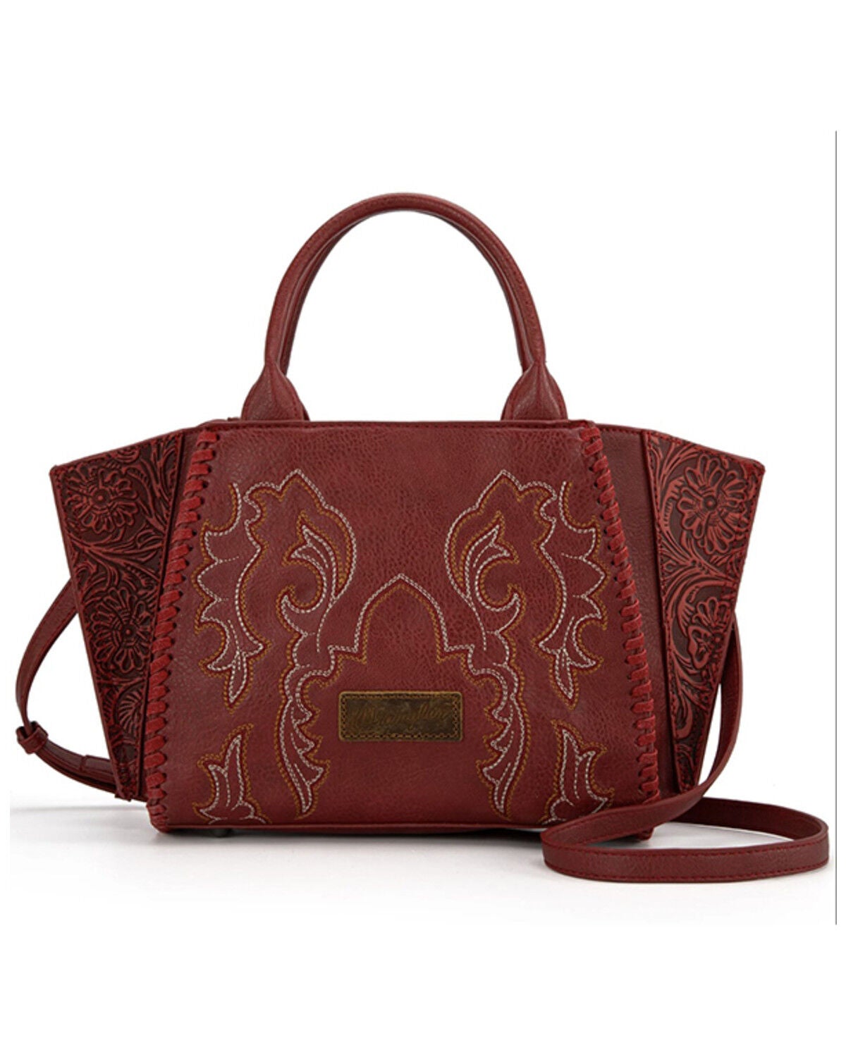 Wrangler Women's Jessie Tooled Concealed Carry Crossbody Bag, Red, hi-res