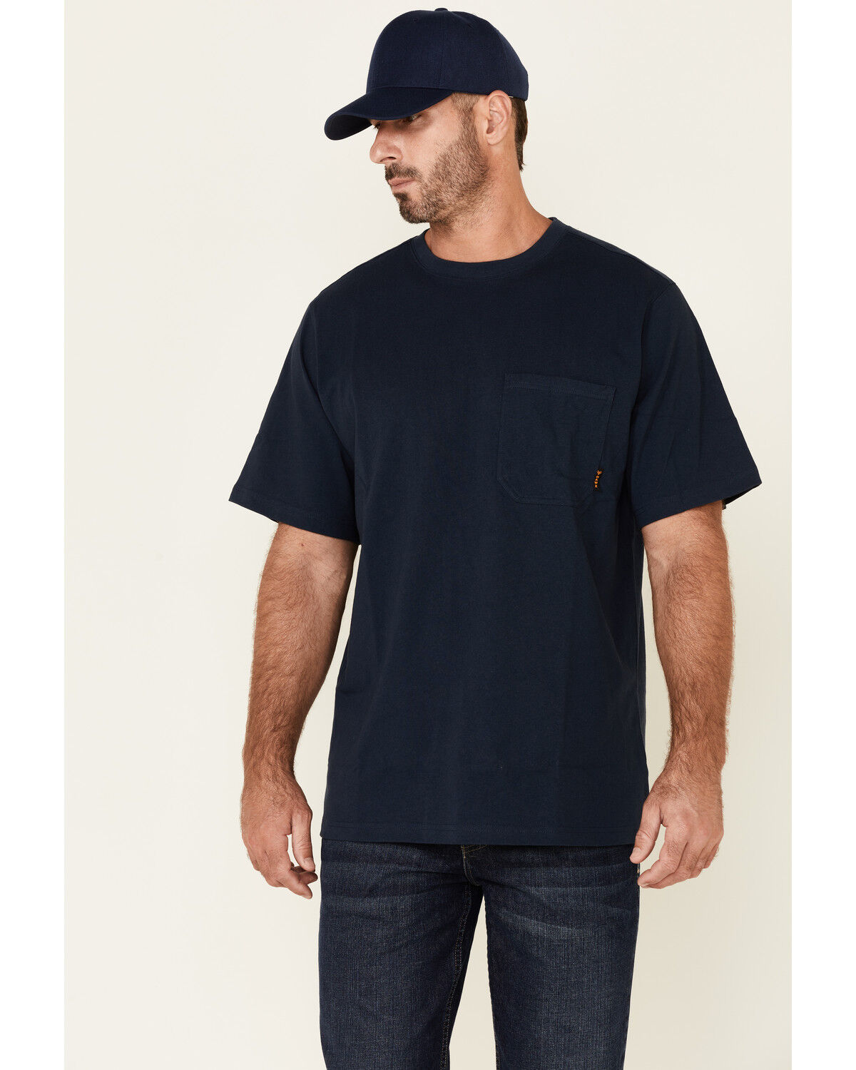Image #1 - Hawx Men's Solid Navy Forge Short Sleeve Work Pocket T-Shirt, Navy, hi-res