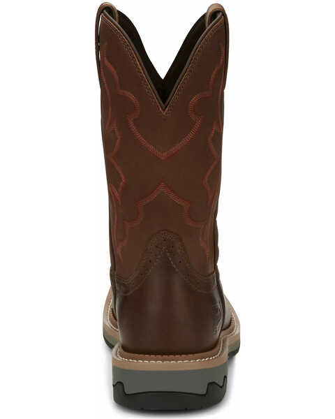 Image #4 - Justin Men's Carbide Western Work Boots - Soft Toe, Brown, hi-res